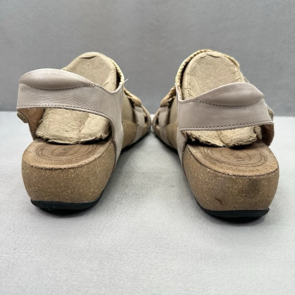 TAOS Trulie Womens Size 11-11.5 / EU 42 Sandals Strappy Stone Leather Cork Wedge